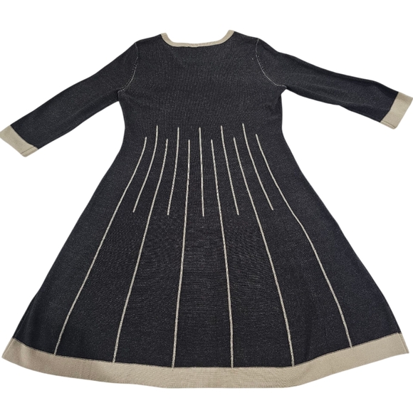JESSICA H Heathered Gray &Tan Knit Sheath Sweater Dress Women's SizeLarge GUC - Picture 5 of 11
